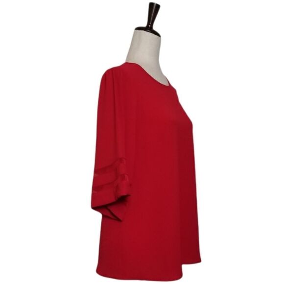 Maurices Red Bell Sleeve Textured Chiffon Blouse Size XS - Picture 2 of 7